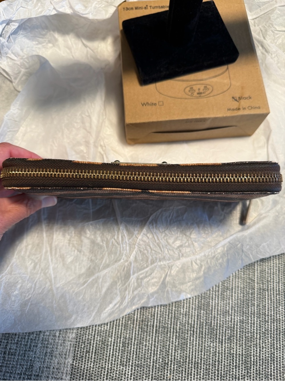 Michael Kors Zip-Around Wallet in Tan and Black Tiger-Print - Picture 7 of 15